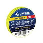 Изолента SAFELINE 15х20мм желто-зеленый