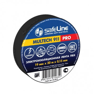 Изолента SAFELINE 19х20мм черная