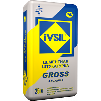 Штукатурка цементная (фасадная) IVSIL GROSS МН 25кг 48шт