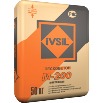 Раствор кладочный IVSIL М-200 25кг  48шт